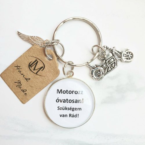 Motorozz óvatosan! - Üveglencsés kulcstartó -